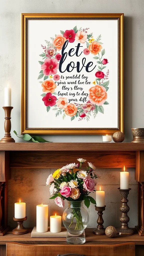 18 Gorgeous Romantic Wall Art Pieces That Will Transform Your Space This Valentine’s! - 11. Floral Love Art