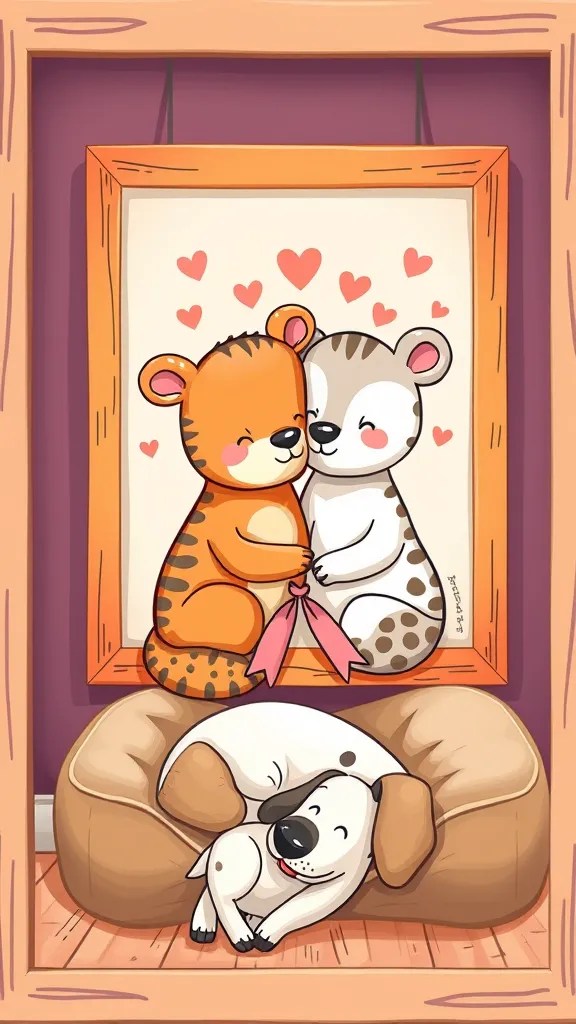 18 Gorgeous Romantic Wall Art Pieces That Will Transform Your Space This Valentine’s! - 8. Whimsical Animal Love Art